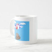 Poo Emoji fliegen mit Balloons in blauem Himmel Kaffeetasse (Vorderseite Links)