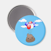 Poo Emoji fliegen mit Balloons in blauem Himmel Magnet (Vorderseite/Rückseite)
