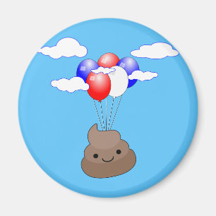 Poo Emoji fliegen mit Balloons in blauem Himmel Magnet