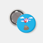 Poo Emoji fliegen mit Balloons in blauem Himmel Magnet (Vorderseite/Rückseite)