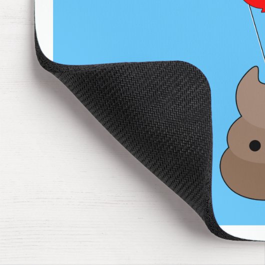 Poo Emoji fliegen mit Balloons in blauem Himmel Mousepad (Ecke)
