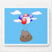 Poo Emoji fliegen mit Balloons in blauem Himmel Mousepad (Vorne)