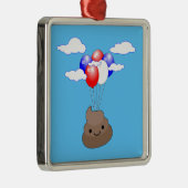 Poo Emoji fliegen mit Balloons in blauem Himmel Ornament Aus Metall (Rechts)
