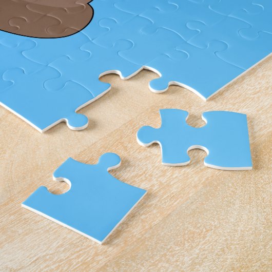 Poo Emoji fliegen mit Balloons in blauem Himmel Puzzle (Seite)