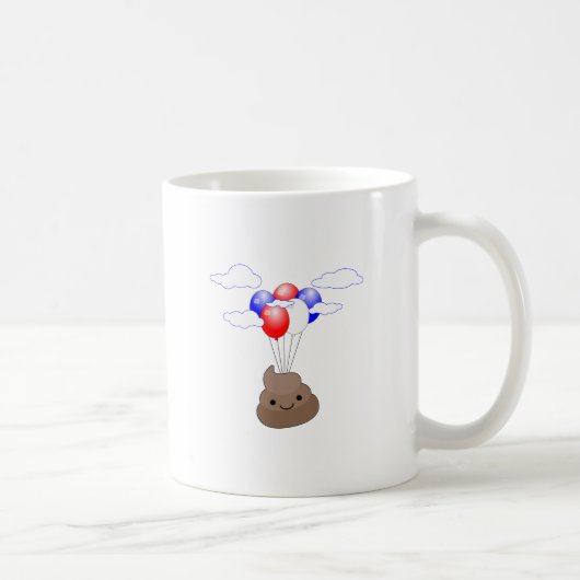 Poo Emoji fliegen mit Balloons Kaffeetasse (Rechts)