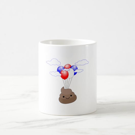 Poo Emoji fliegen mit Balloons Kaffeetasse (Mittel)