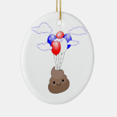 Poo Emoji fliegen mit Balloons Keramik Ornament (Rechts)