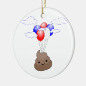 Poo Emoji fliegen mit Balloons Keramik Ornament (Links)