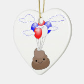 Poo Emoji fliegen mit Balloons Keramik Ornament (Links)