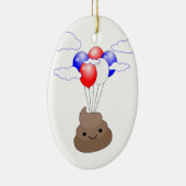 Poo Emoji fliegen mit Balloons Keramikornament (Rechts)