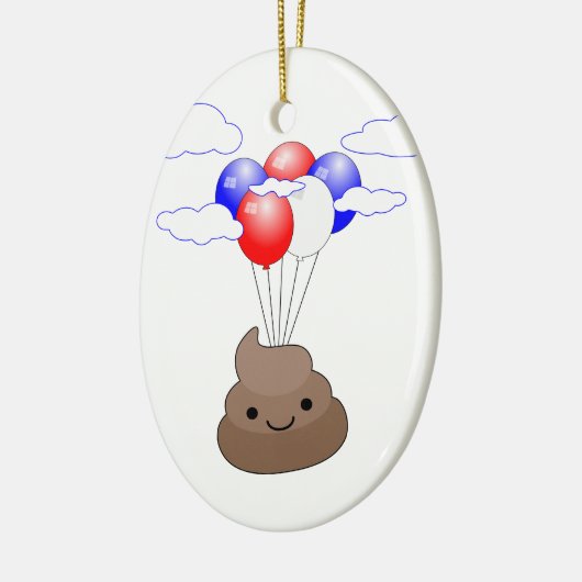 Poo Emoji fliegen mit Balloons Keramikornament (Links)