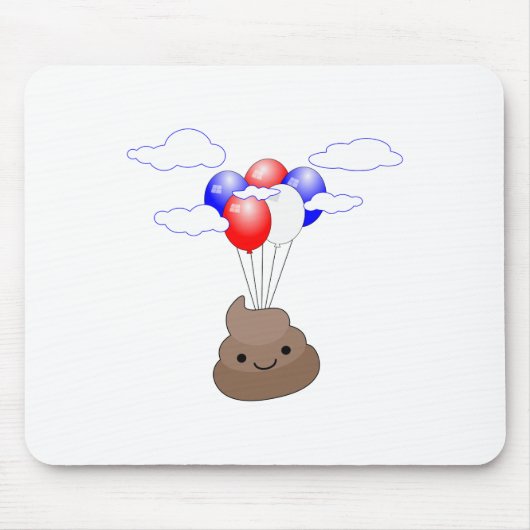 Poo Emoji fliegen mit Balloons Mousepad (Vorne)