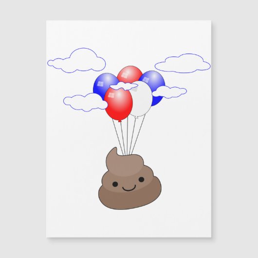 Poo Emoji Fliegen mit Balloons Postkarte (Vorderseite)