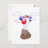 Poo Emoji fliegen mit Balloons Postkarte (Vorne/Hinten)