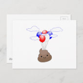 Poo Emoji fliegen mit Balloons Postkarte (Vorne/Hinten)