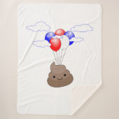 Poo Emoji fliegen mit Balloons Sherpadecke (Vorderseite)