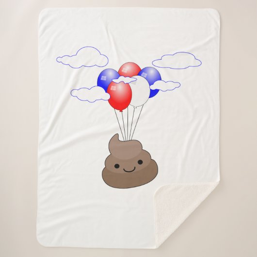 Poo Emoji fliegen mit Balloons Sherpadecke (Vorderseite)