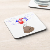 Poo Emoji fliegen mit Balloons Untersetzer (Linke Seite)
