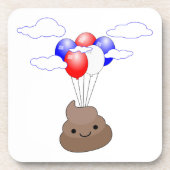 Poo Emoji fliegen mit Balloons Untersetzer (Vorderseite)