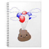 Poo Emoji Flug mit Balloonen Notizblock (Vorderseite)