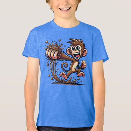 Poo Flinging Monkey Mayhem Tri-Blend Shirt (Vorderseite)