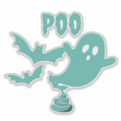 Poo Halloween Ghost Aufkleber (Vorderseite)