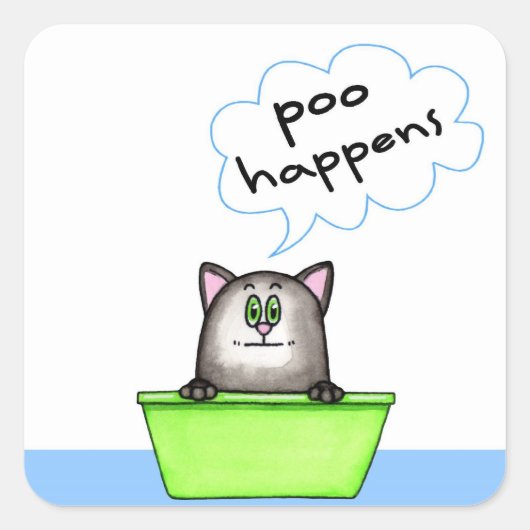 Poo Happens Cat Sticker (Vorderseite)