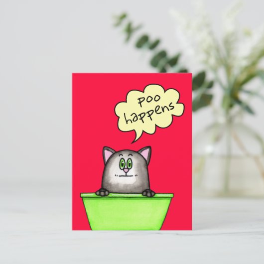 Poo Happens Postcard Postkarte (Stehend Vorderseite)