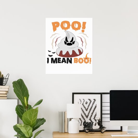POO I Gemein Boo Funny Spooky Gothic Kack Hallowee Poster (Heimbüro)