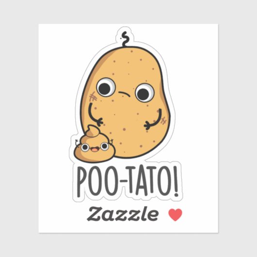 Poo-tato Funny Veggie Kack Pun Aufkleber (Blatt)