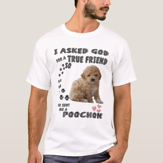 Poochon Dog Mama Zitat, Bichon Poo Vater, Niedlich T-Shirt (Vorderseite)