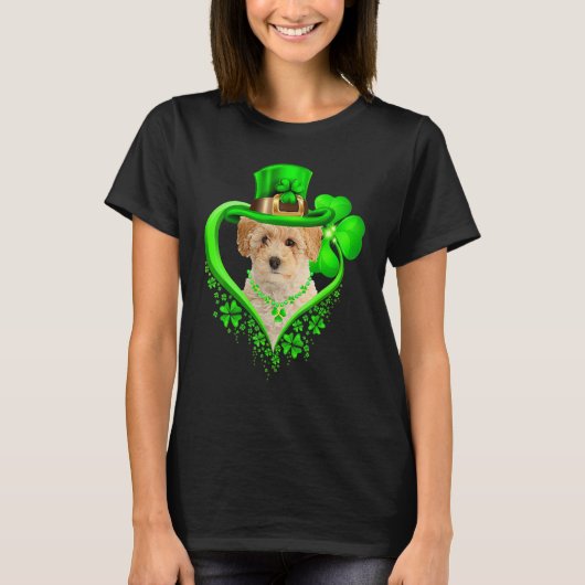 Poochon Dog St Patricks Day Lover Irish Shamrock T-Shirt (Vorderseite)