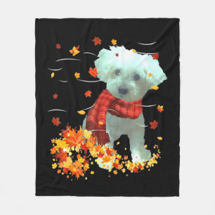 Poochon Fall Scarf - Hunde Herbst Blätter Fleecedecke