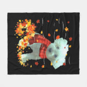Poochon Fall Scarf - Hunde Herbst Blätter Fleecedecke (Vorderseite (Horizontal))
