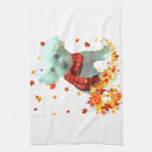 Poochon Fall Scarf - Hunde Herbst Blätter Geschirrtuch (Vertikal)