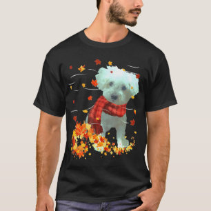 Poochon Herbstschal - Hunde Herbstblätter T-Shirt