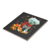 Poochon Herbstschal - Hunde Herbstlaub Fliese (Seite)