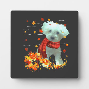 Poochon Herbstschal - Hunde Herbstlaub Fotoplatte