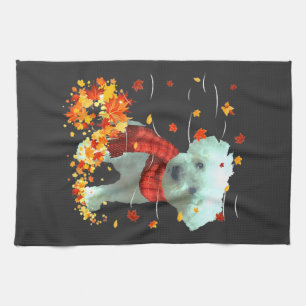 Poochon Herbstschal - Hunde Herbstlaub Geschirrtuch