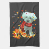 Poochon Herbstschal - Hunde Herbstlaub Geschirrtuch (Vertikal)