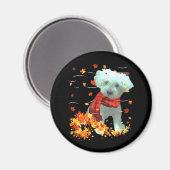 Poochon Herbstschal - Hunde Herbstlaub Magnet (Vorderseite/Rückseite)