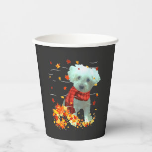 Poochon Herbstschal - Hunde Herbstlaub Pappbecher