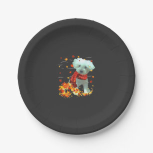 Poochon Herbstschal - Hunde Herbstlaub Pappteller