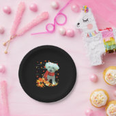 Poochon Herbstschal - Hunde Herbstlaub Pappteller (Party)