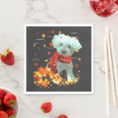 Poochon Herbstschal - Hunde Herbstlaub Serviette (Beispiel)