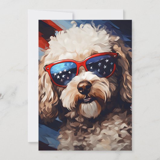 Poodle 4. Juli Unabhängigkeitstag Feiertagskarte (Vorderseite)
