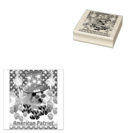 Poodle American Patriot Wooden Briefmarke Gummistempel