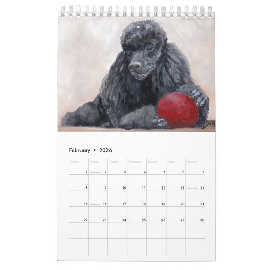 Poodle Art Calendar by Charlotte Yealey Kalender (Feb 2026)