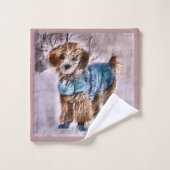 Poodle Art Christmas Badhandtuch Set (Waschlappen)