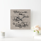 Poodle Art, wenn alles versage Zitat Quadratische Wanduhr (Zuhause)